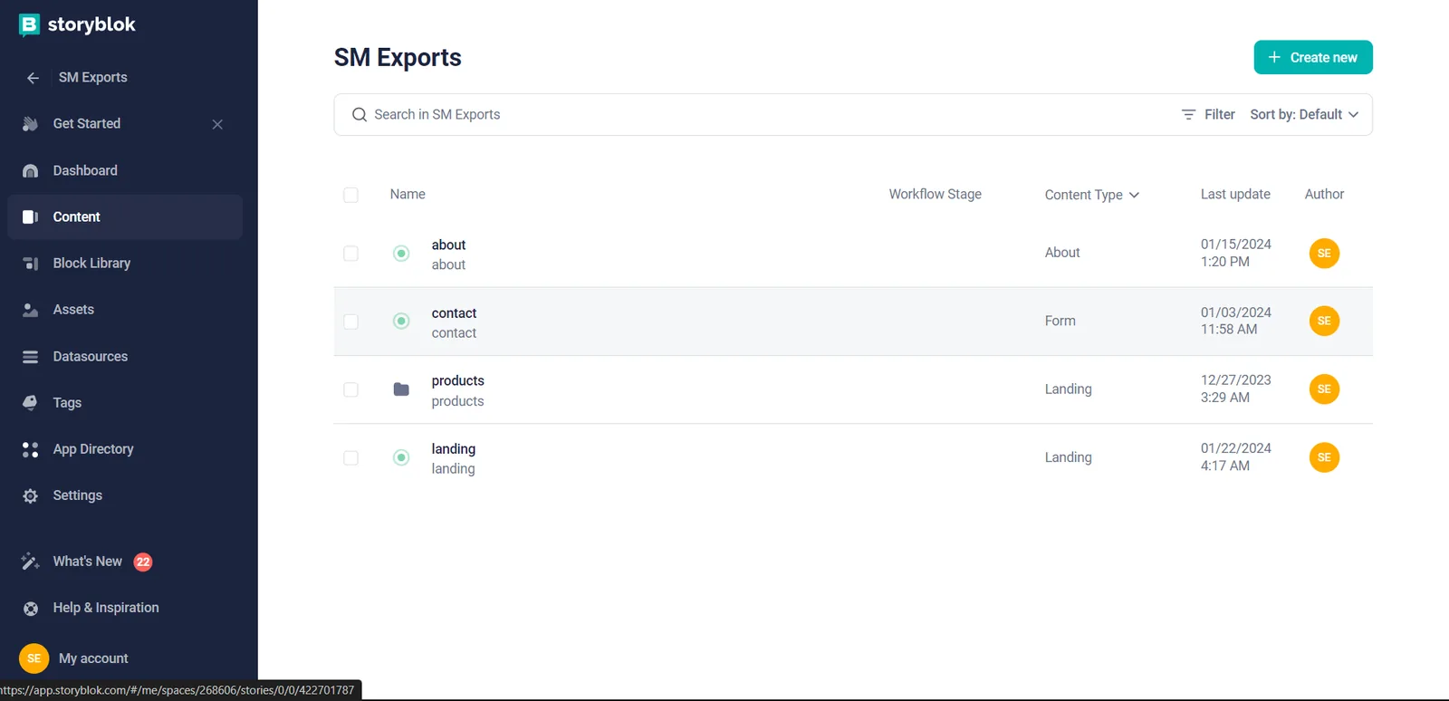 The Storyblok CMS, where the client edits the catalogue directly